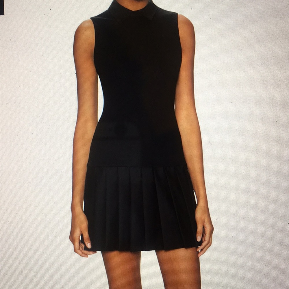 Alice + Olivia Collared Pleated Dress-black